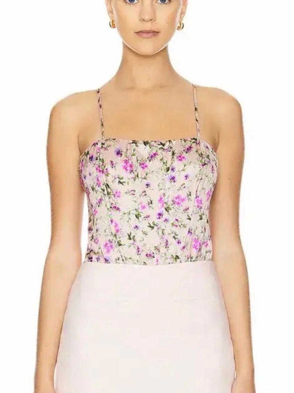 Cami NYC Cream Floral Square-Neck Spaghetti Strap Camisole